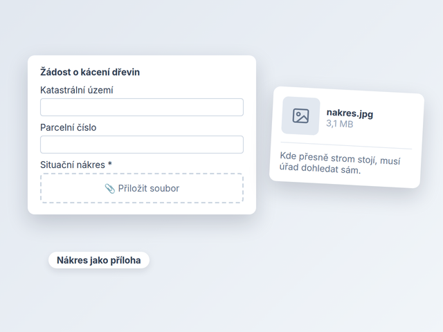 Běžný formulář s&nbsp;přílohou situačního nákresu